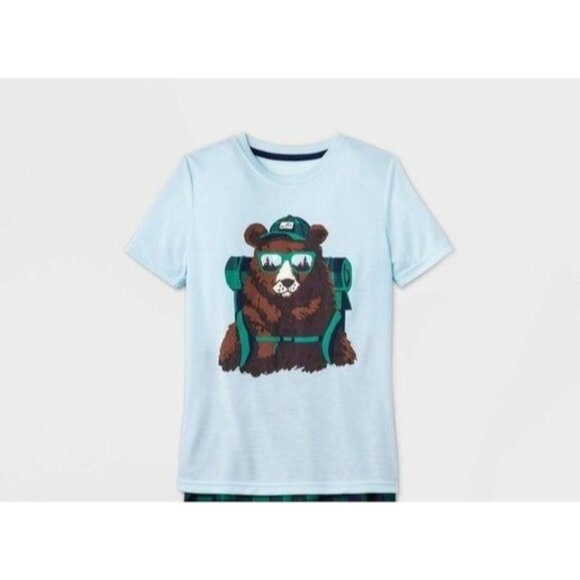 Kids Crewneck T-Shirt With Bear Print Medium 8/10 - Picture 1 of 4